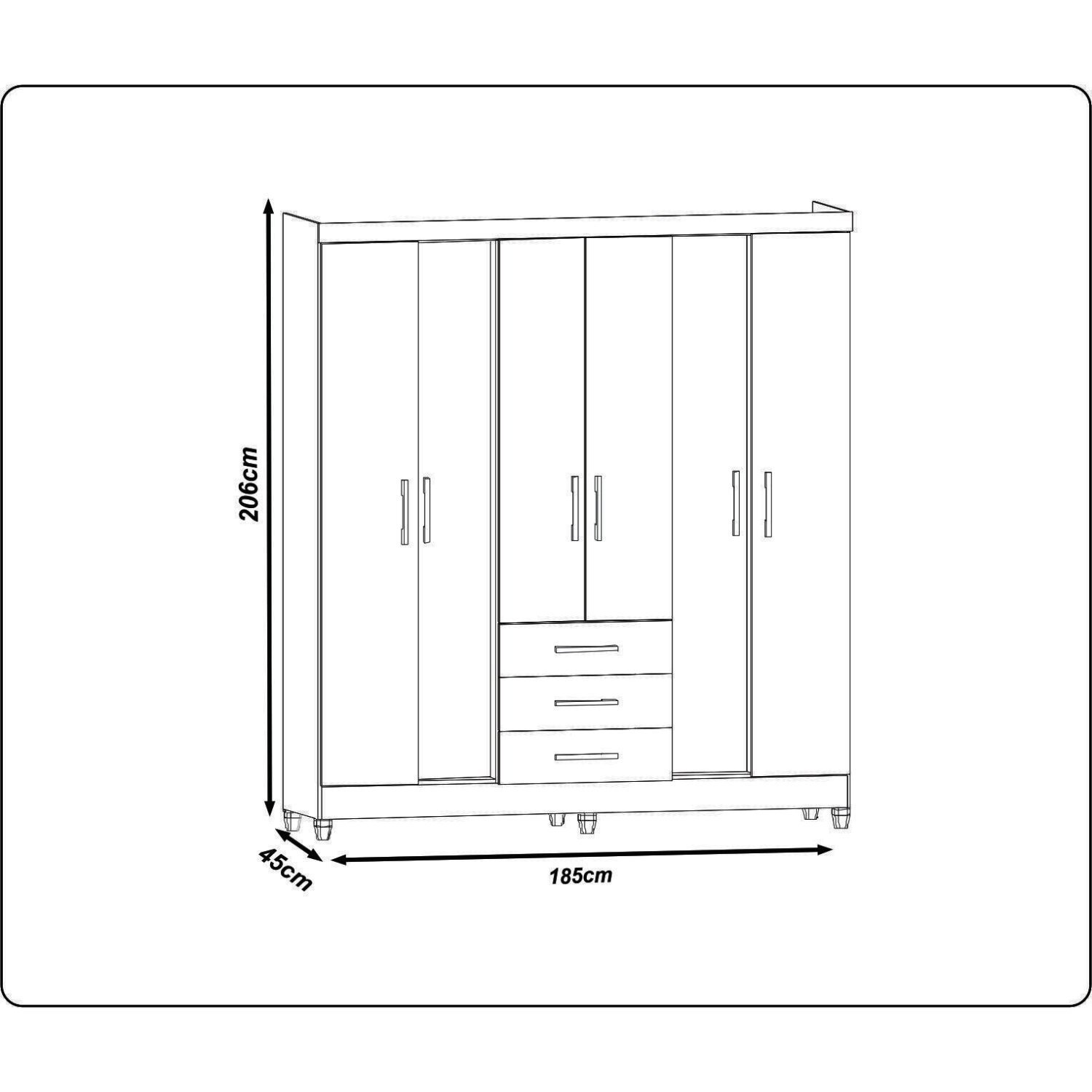 Guarda Roupa Casal 6 Portas 3 Gavetas Durban  - 5