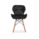Ver imagem 3 de Kit 16 Cadeiras de Jantar Charles Eames Slim Wood Estofada - Preto
