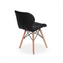 Ver imagem 4 de Kit 16 Cadeiras de Jantar Charles Eames Slim Wood Estofada - Preto