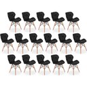 Ver imagem 1 de Kit 16 Cadeiras de Jantar Charles Eames Slim Wood Estofada - Preto