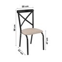 Ver imagem 4 de Conjunto Sala de Jantar Mesa 120x75cm Tampo Vidro com 4 Cadeiras Karina Bege/Preto/Linho