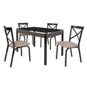 Ver imagem 3 de Conjunto Sala de Jantar Mesa 120x75cm Tampo Vidro com 4 Cadeiras Karina Bege/Preto/Linho