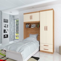 Guarda Roupa Solteiro Ponte 4 Portas 2 Gavetas Paraná  - 1