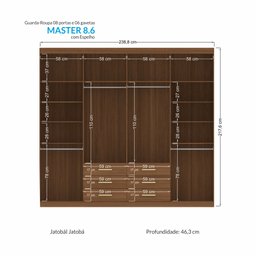 Guarda Roupa Casal 8 Portas 6 Gavetas Master - 4