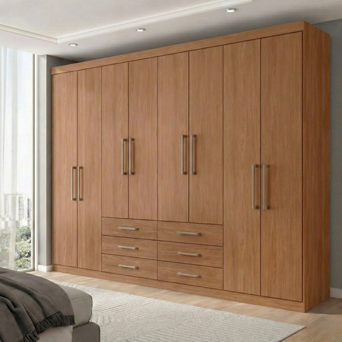 Guarda Roupa Casal 8 Portas 6 Gavetas Master Marrom/Jatobá