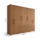 Ver imagem 4 de Guarda Roupa Casal 8 Portas e 6 Gavetas com Pés Master Marrom/Jatobá
