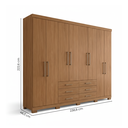 Ver imagem 4 de Guarda Roupa Casal 8 Portas e 6 Gavetas com Pés Master Marrom/Jatobá