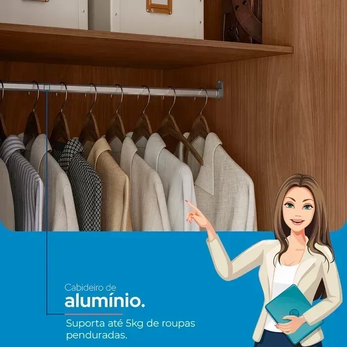 Ver imagem 6 de Guarda Roupa Casal 8 Portas e 6 Gavetas com Pés Master