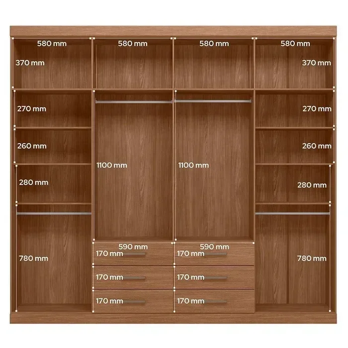 Guarda Roupa Casal 8 Portas e 6 Gavetas com Pés Master - 10