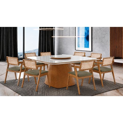 Sala de Jantar Quadrada 8 Cadeiras Maciça- Berlin - Imperial