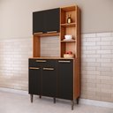 Ver imagem 1 de Armário de Cozinha 5 Portas 1 Gaveta Carol Preto/Freijó