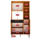 Ver imagem 4 de Armário de Cozinha 5 Portas 1 Gaveta Carol Preto/Freijó