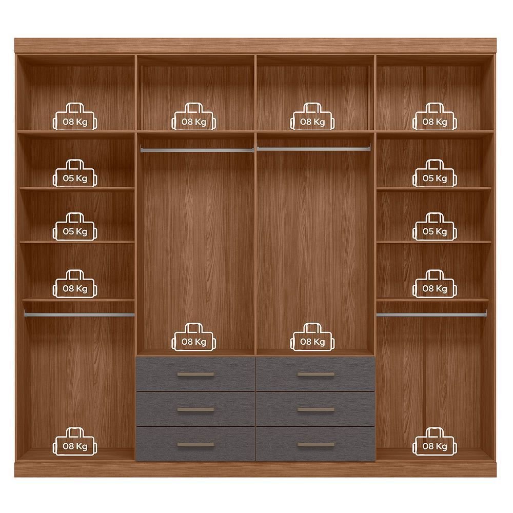 Guarda Roupa Casal 8 Portas e 6 Gavetas Master | MadeiraMadeira
