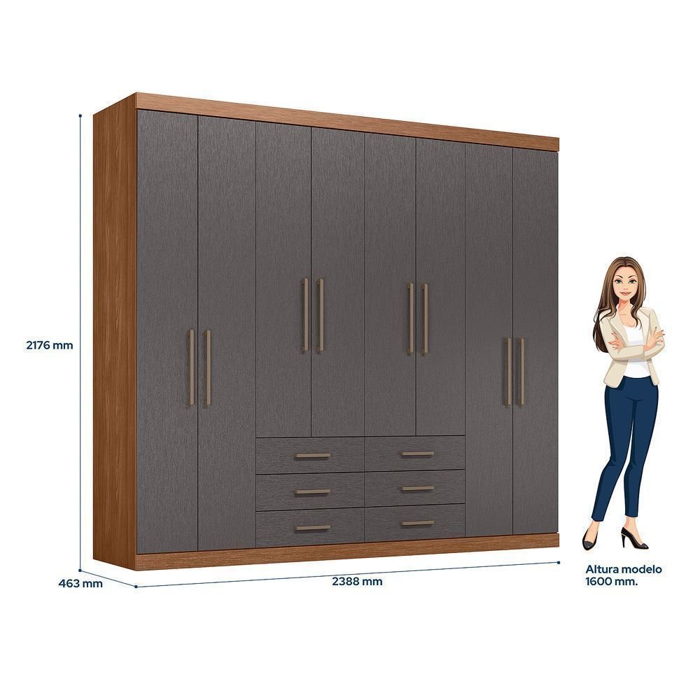 Guarda Roupa Casal 8 Portas e 6 Gavetas Master | MadeiraMadeira