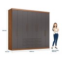 Ver imagem 4 de Guarda Roupa Casal 8 Portas e 6 Gavetas Master Cinza/Jatobá/Grafite