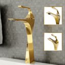 Ver imagem 1 de Torneira de Banheiro Lavabo Paris Monocomando 100% Premium Metal Alta Dourada