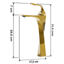 Ver imagem 5 de Torneira de Banheiro Lavabo Paris Monocomando 100% Premium Metal Alta Dourada