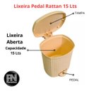 Ver imagem 2 de Lixeira Pedal Rattan 15 L Cozinha Banheiro Escritorio Café