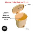 Ver imagem 2 de Lixeira Pedal Rattan 15 L Cozinha Banheiro Escritorio Café