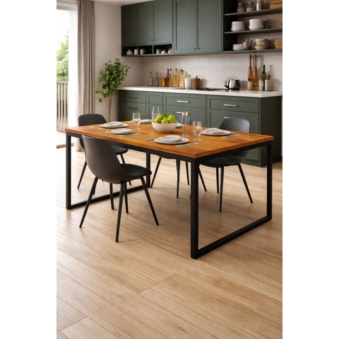 Mesa de Jantar 120x80 Moderna Estilo Industrial Tampo em Mdf Base de Aço