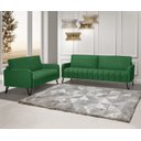 Ver imagem 1 de Sofá Living 3 e 2 Lugares Savana - 2,20/1,58mts Com Pé de Ferro Preto - Veludo Verde0