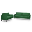 Ver imagem 2 de Sofá Living 3 e 2 Lugares Savana - 2,20/1,58mts Com Pé de Ferro Preto - Veludo Verde0