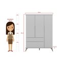 Ver imagem 3 de Guarda Roupa Infantil 2 Gavetas 3 Portas Roupeiro Retrô com Pés Melinda Cinza - Phoenix Baby