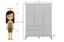 Ver imagem 3 de Guarda Roupa Infantil 2 Gavetas 3 Portas Roupeiro Retrô com Pés Melinda Cinza - Phoenix Baby