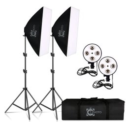 Kit Duplo Softbox Soquete E-27 Quádruplo Tripés 2m T-photo U Unica Unica - 1