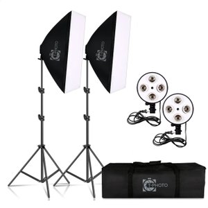 Kit Duplo Softbox Soquete E-27 Quádruplo Tripés 2m T-photo U Unica Unica