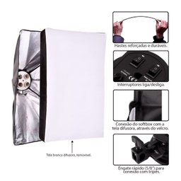 Kit Duplo Softbox Soquete E-27 Quádruplo Tripés 2m T-photo U Unica Unica - 2