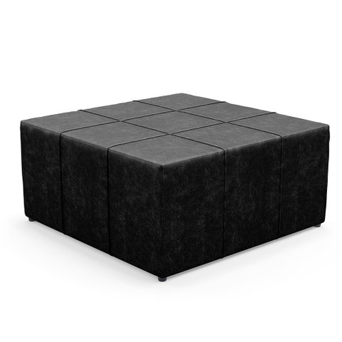 Puff Decorativo Para Sala de Estar Quadrado Milano 90x90cm W01 Couríssimo Preto - Lyam Decor