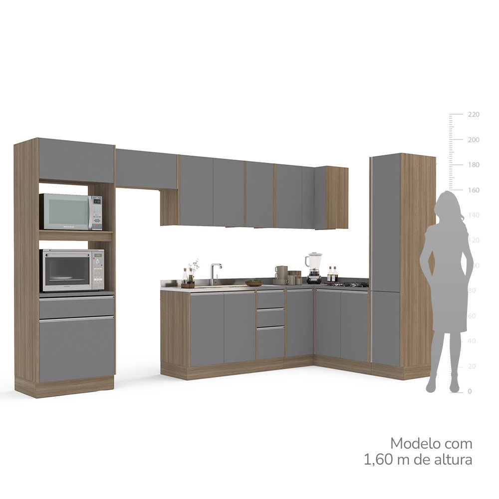 Cozinha Completa 8 Módulos 15 Portas 4 gavetas Campanele  - 9