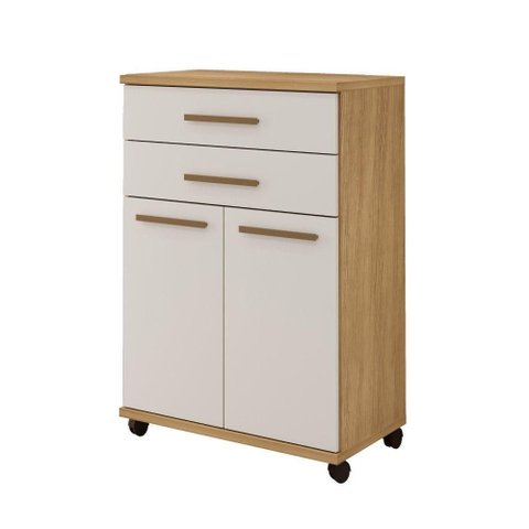 Balcão Mônaco 2 Portas 2 Gavetas MDF 73cm Cinamomo-Off White Arte Móveis