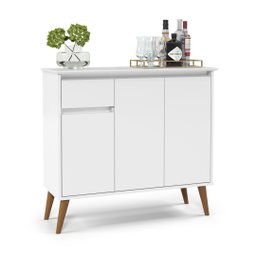 Aparador Buffet Veneza 3 Portas 1 Gaveta Pés Retro -EJ:Branco - 1