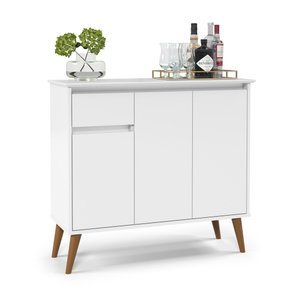 Aparador Buffet Veneza 3 Portas 1 Gaveta Pés Retro -EJ:Branco