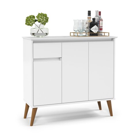 Aparador Buffet Veneza 3 Portas 1 Gaveta Pés Retro -ej:branco
