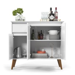 Aparador Buffet Veneza 3 Portas 1 Gaveta Pés Retro -EJ:Branco - 4
