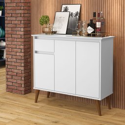 Aparador Buffet Veneza 3 Portas 1 Gaveta Pés Retro -EJ:Branco - 2