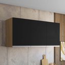 Ver imagem 3 de Balcão de Pia Tatiane 145 Cm e Armário Aéreo Andreia 3 Portas 120 Cm Amêndoa Preto – Ajl
