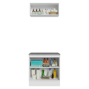 Ver imagem 5 de Conjunto Gabinete para Banheiro 80cm 3 Portas Branco/Cinza Vik Madesa 02
