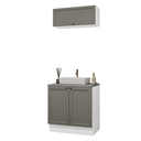 Ver imagem 2 de Conjunto Gabinete para Banheiro 80cm 3 Portas Branco/Cinza Vik Madesa 02