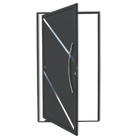 Porta Pivotante Alumínio Lambril Duna c/Puxador D.Cinza 120 Brimak