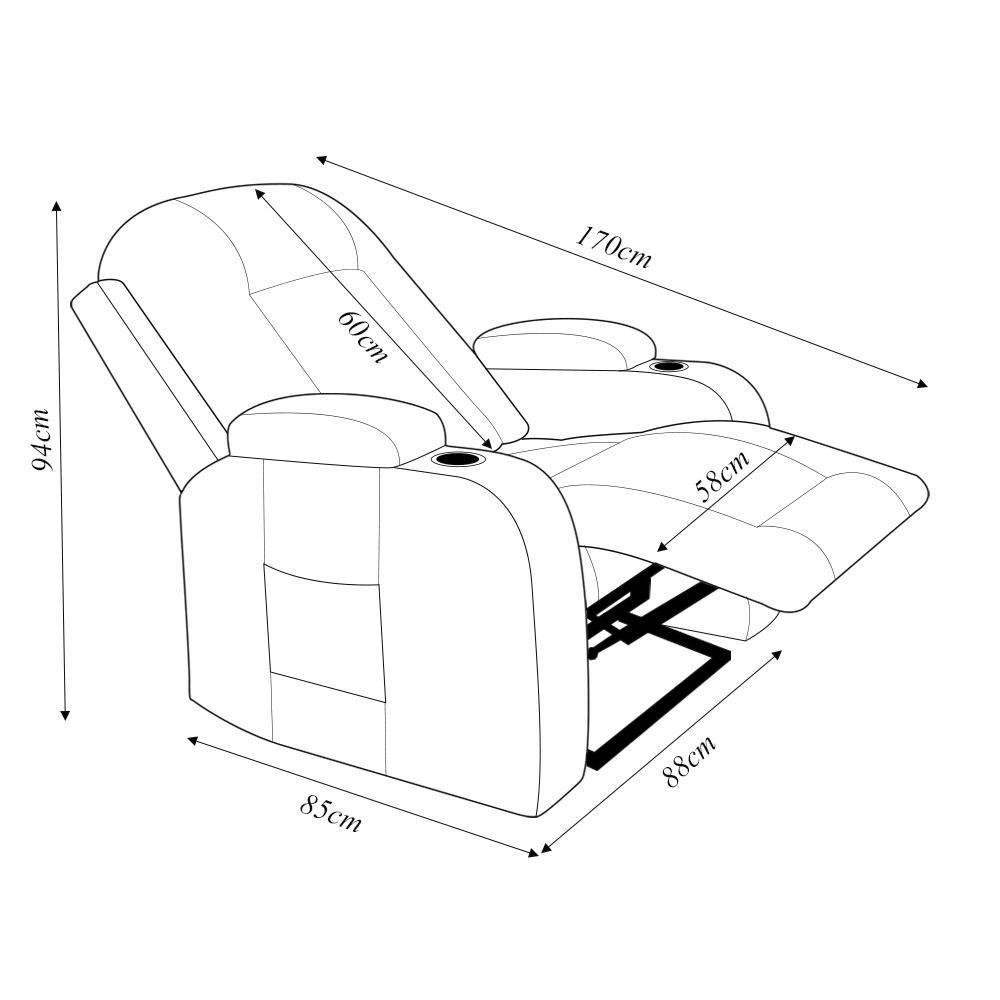 Poltrona do Papai Reclinável Crihs Lift com Massagem e Aquecimento Pu Whisky G23 - Gran Belo - 3