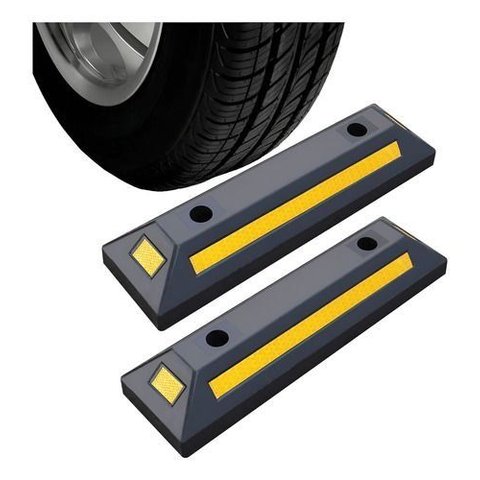 Kit Limitador de Vaga Bate Roda 10 Peças Estacionamento 56cm:Preto