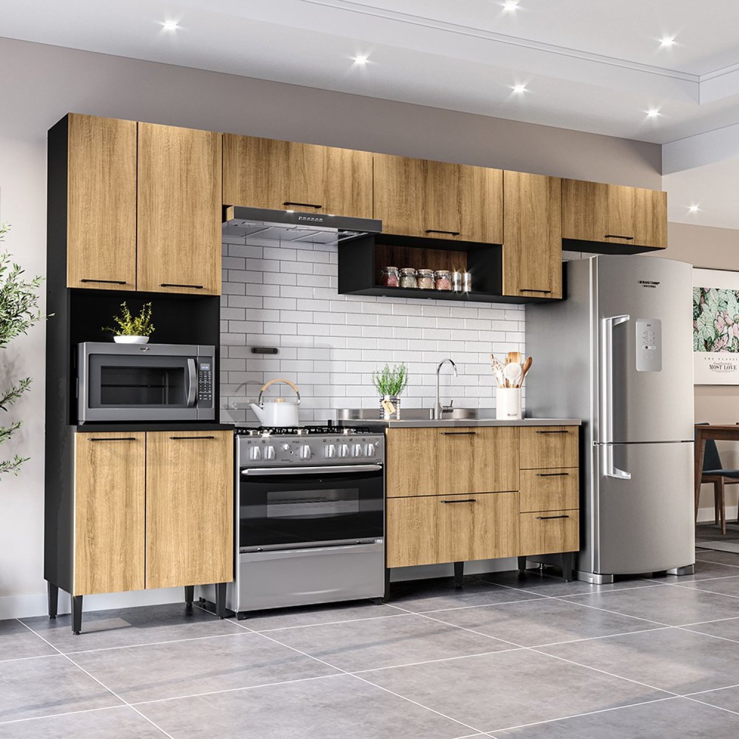 Cozinha Completa Modulada 9 Portas 4 Gavetas Raviolli Politorno ...