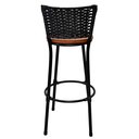 Ver mais imagens de Banqueta Premium Alta em Aço Assento Madeira Peroba Rosa - Encosto em Junco Preto