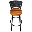 Ver imagem 4 de Banqueta Premium Alta em Aço Assento Madeira Peroba Rosa - Encosto em Junco Preto