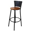 Ver imagem 1 de Banqueta Premium Alta em Aço Assento Madeira Peroba Rosa - Encosto em Junco Preto