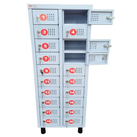 Armário Organizador de Celular 20 Porta Numeradas para Objetos Pequenos 122x43x28 cm